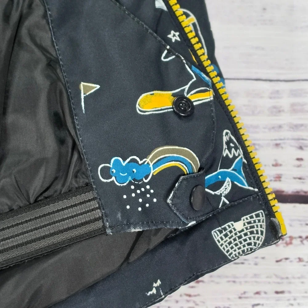 Quiksilver Snow Jacket Kids Size 6-7 Black Good DryFlight 10K Grow System Print